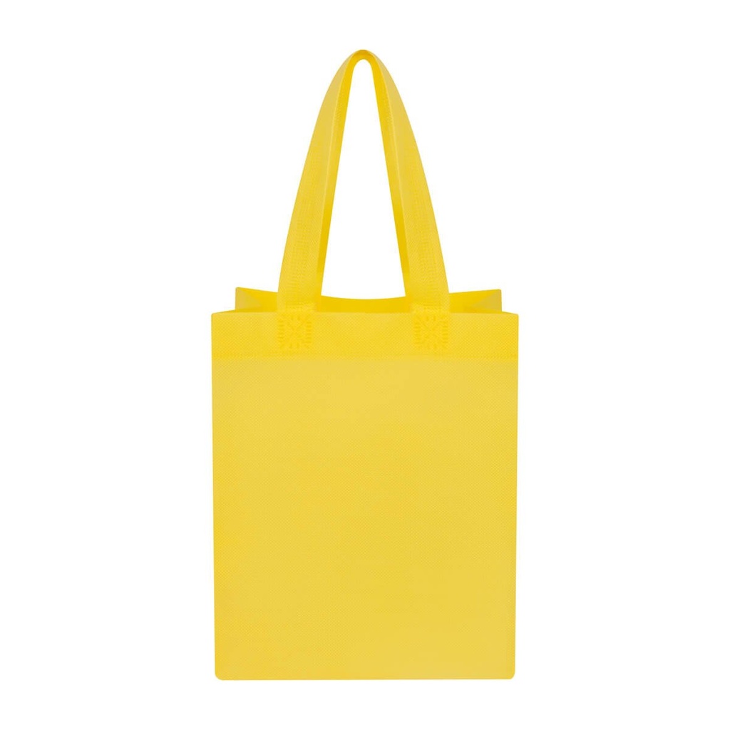 Bolsa mini promocional de non woven de 19 x 24 x 10.8 cm con fuelle y asas – BT-BOL-0086