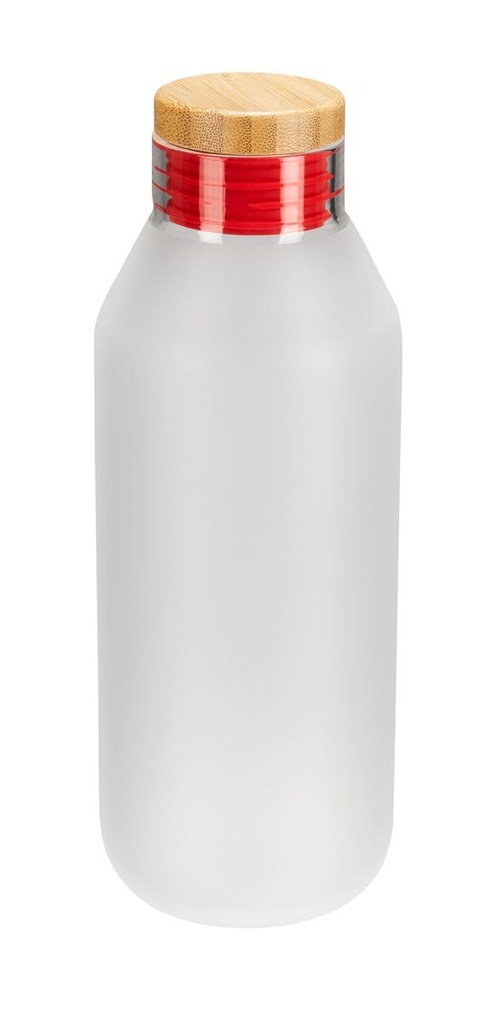 Cilindro promocional de vidrio borosilicato de 590 ml con tapa de bambú y sello de silicón – BT-CIV-0002