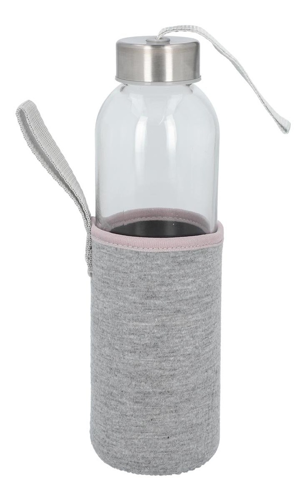 Cilindro promocional de vidrio de 500 ml con funda de neopreno y tapa metálica de rosca – BT-CIV-0007
