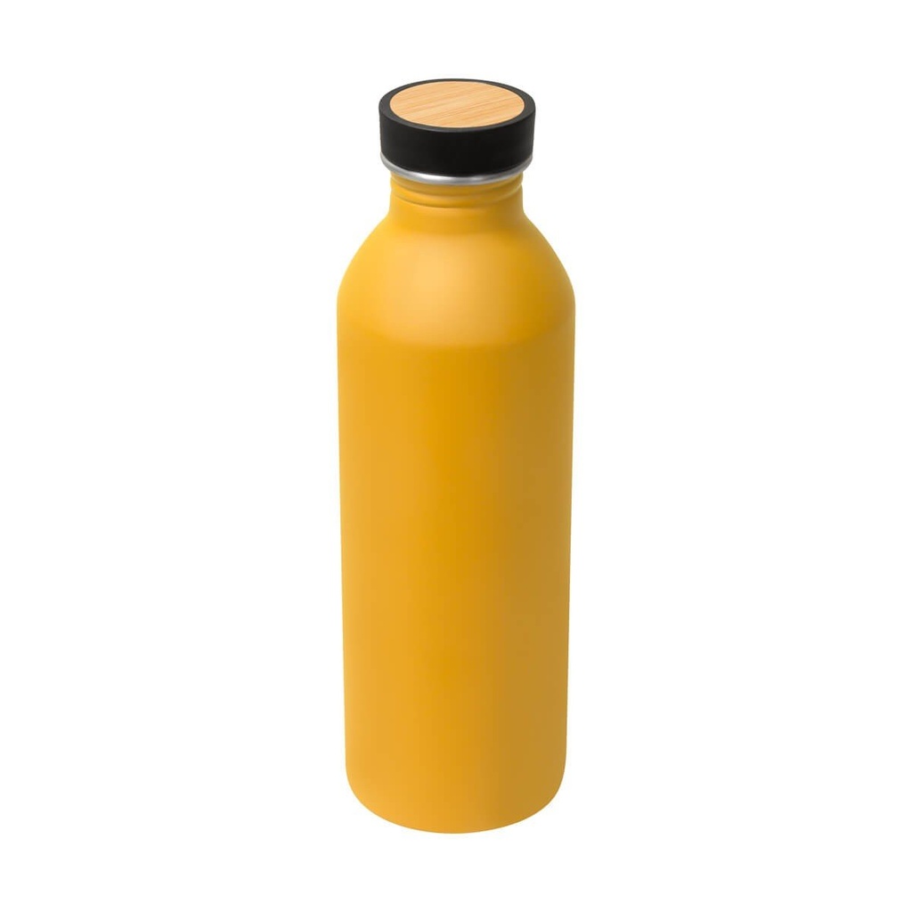 Cilindro promocional de aluminio 550 ml con tapa de bambú y terminado mate – BT-CIM-0010