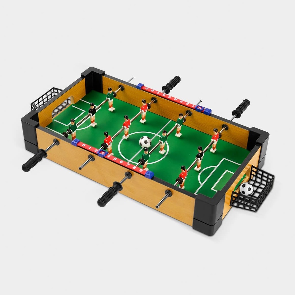Futbolín portátil promocional de madera con barras metálicas y marcador manual – BT-ENT-0023