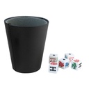 Vaso para dados promocional de curpiel con 5 piezas incluidas – BT-ENT-0005