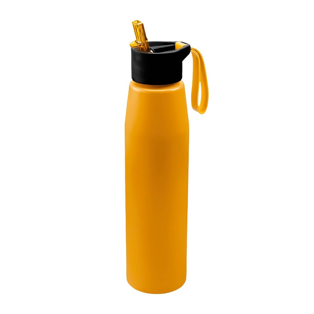 Cilindro promocional de aluminio 700 ml con boquilla plegable y asa de silicón – BT-CIM-0017