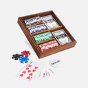Set de juego de cartas promocional de madera de pino 22 x 19 x 5 cm con fichas y barajas incluidas – BT-ENT-0022