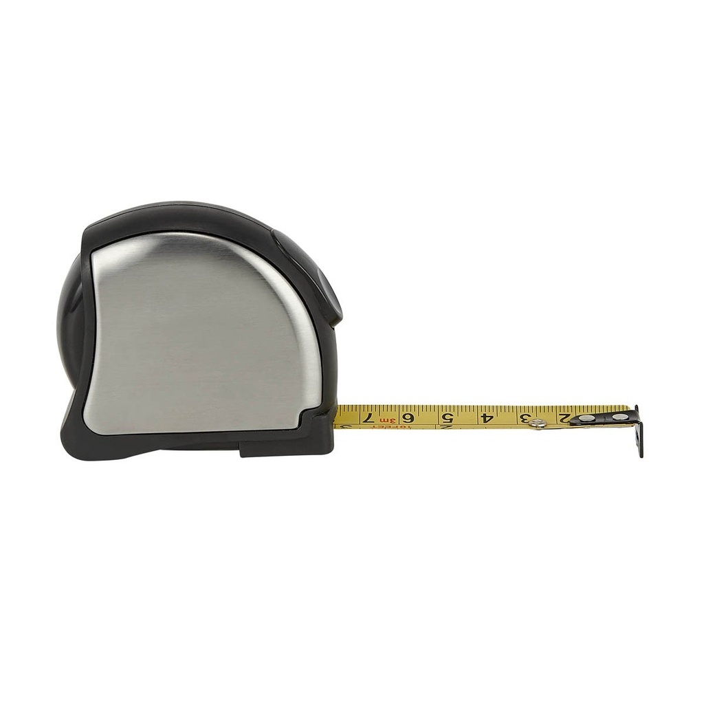 Cinta métrica promocional de acero inoxidable y plástico de 3 m con clip metálico – BT-HER-0016