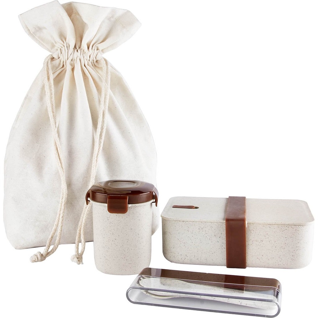 Kit de lonchera promocional de fibra de agave con contenedores antiderrame – BT-HIL-0011