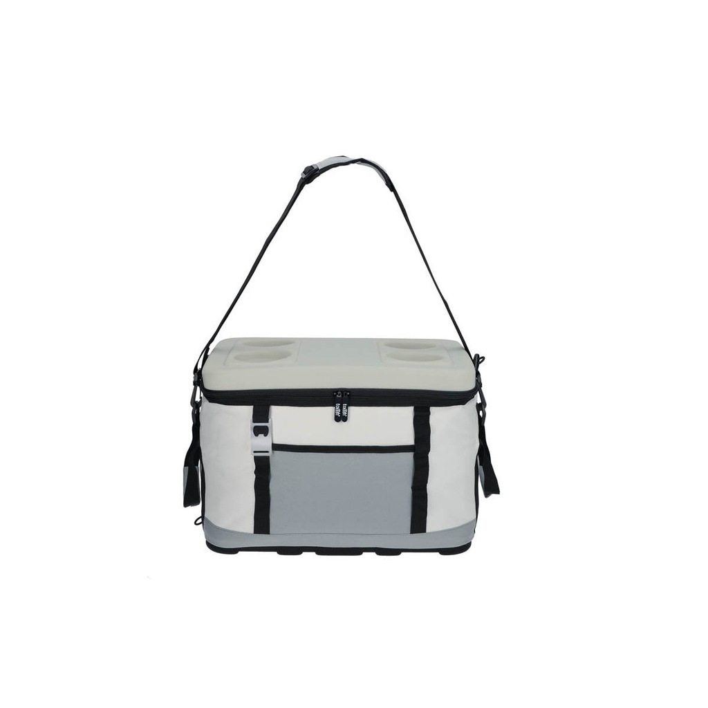 Hielera plegable promocional de poliéster y EVA de 45 L con base rígida y destapador integrado – BT-HIL-0058