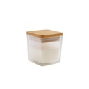 Candela promocional de vidrio y bambú 1.41 oz con diseño cuadrado – BT-HOG-0026