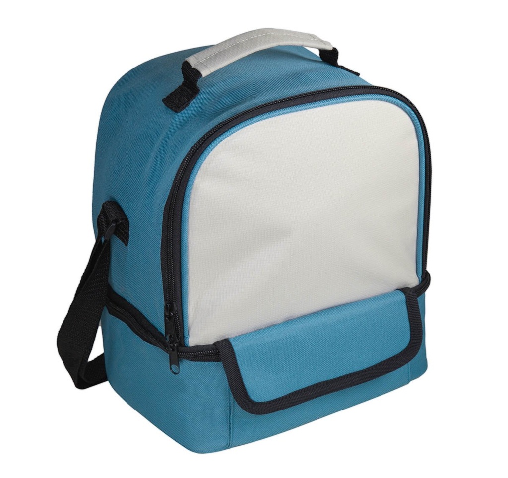 Lonchera promocional de poliéster con capacidad para 12 latas y bolsa para cubiertos – BT-HIL-0028