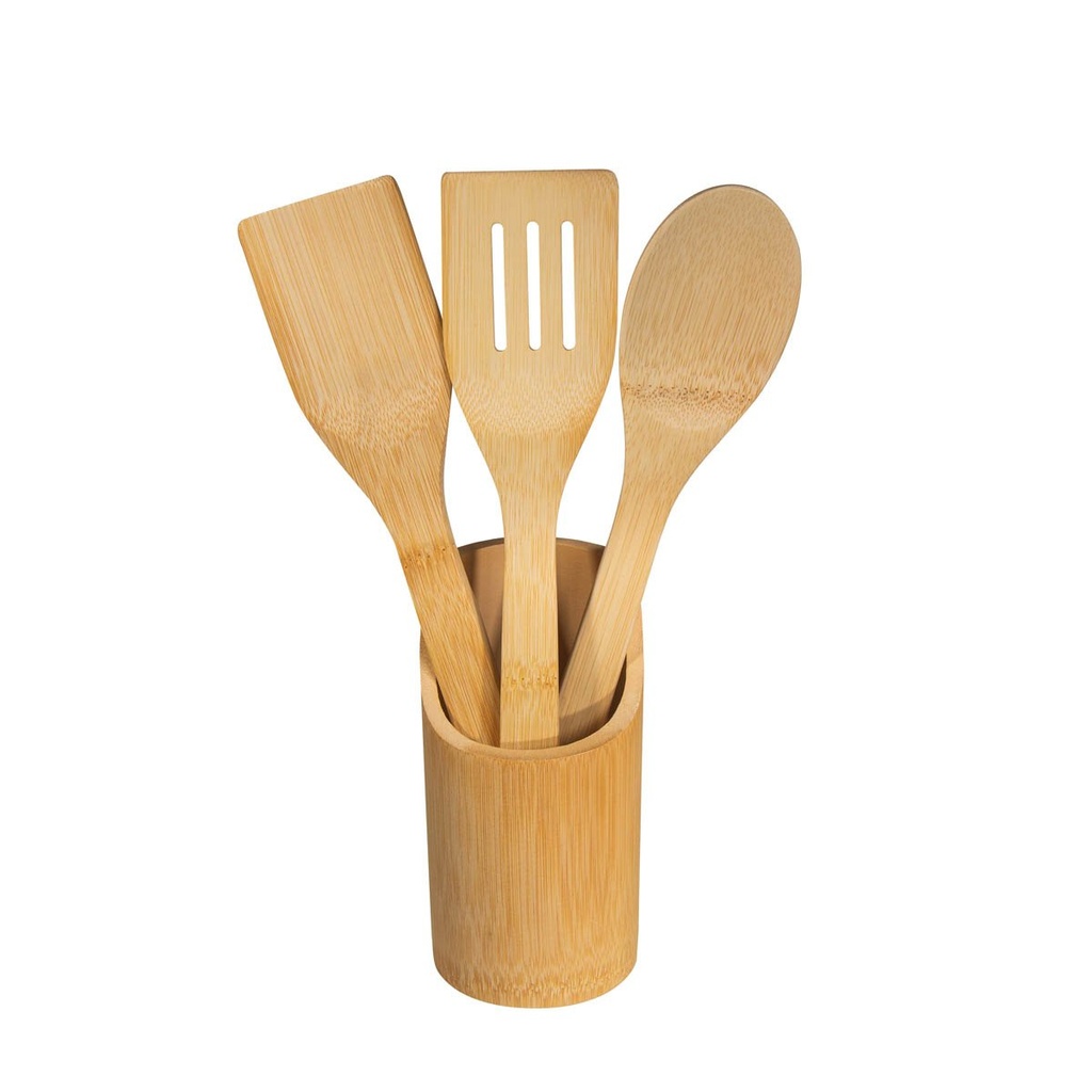 Set de cocina promocional de bambú con base cilíndrica incluida – BT-HOG-0032