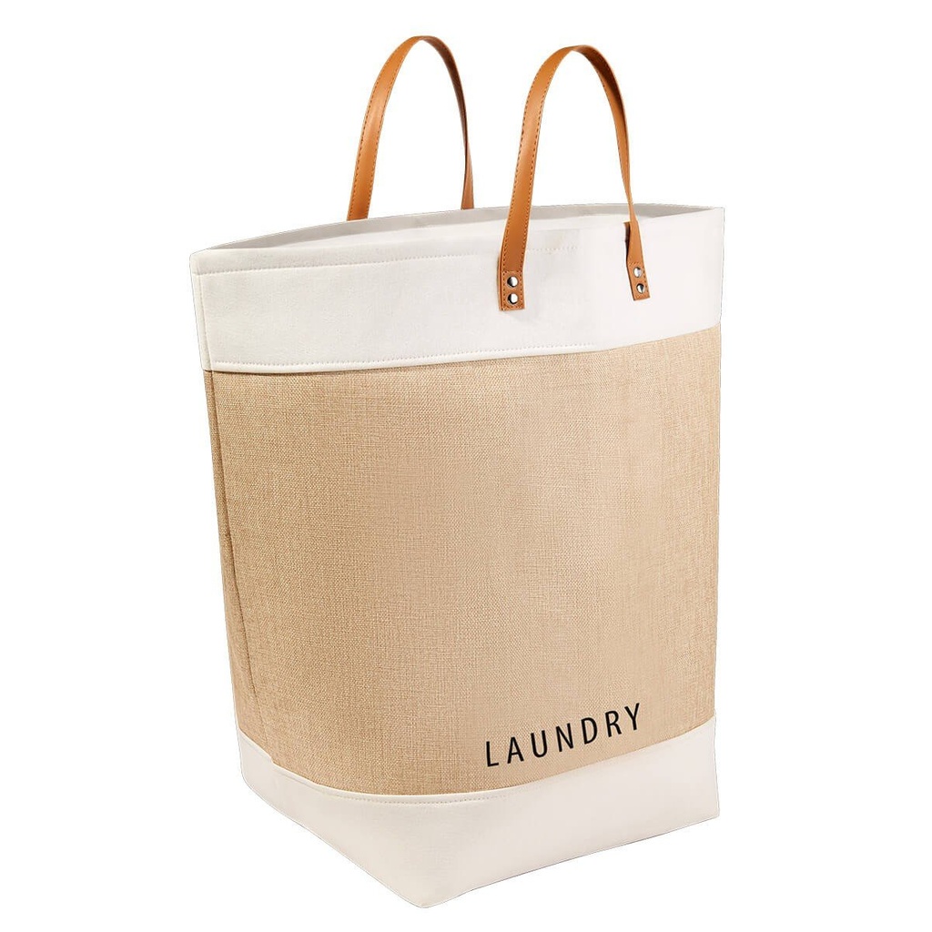 Canasto organizador promocional de poliéster y algodón 67 x 57 cm con asas de curpiel – BT-HOG-0036