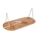 Tabla para quesos promocional de madera de acacia y metal 44.5 x 19 cm con asas y cuchillo incluido – BT-HOG-0052