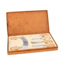 Set de cuchillos para quesos promocional de madera de caucho y metal 29 x 16 cm con 5 piezas – BT-HOG-0055