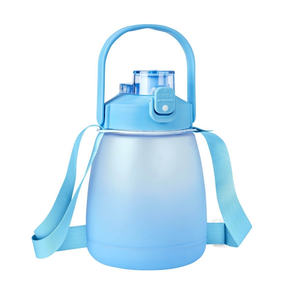 Cilindro promocional de plástico de 1,200 ml con boquilla y asa de poliéster – BT-CIP-0034