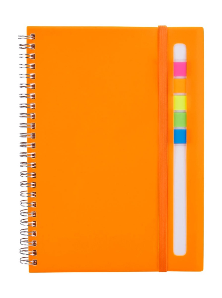 Libreta promocional de plástico 16 x 21.2 cm con 80 hojas y espiral metálico doble – BT-LIB-0002