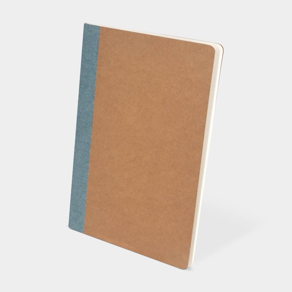 Libreta promocional de cartón 13.7 x 21 cm con borde tipo mezclilla – BT-LIB-0054