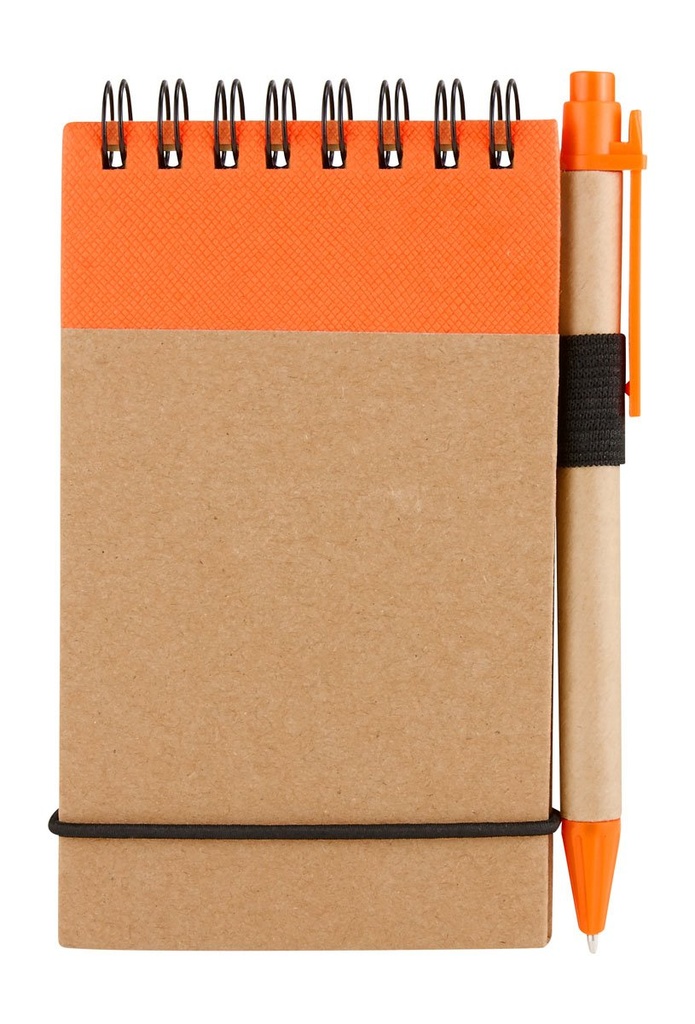 Libreta promocional de cartón y papel reciclado de 50 hojas con elástico de cierre – BT-LIB-0014