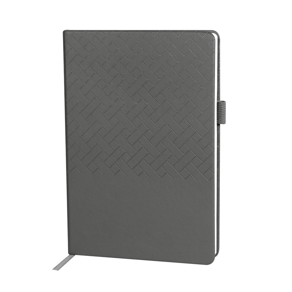 Libreta promocional de curpiel 14 x 21.3 cm con cubierta de doble textura y elástico porta bolígrafo – BT-LIB-0029