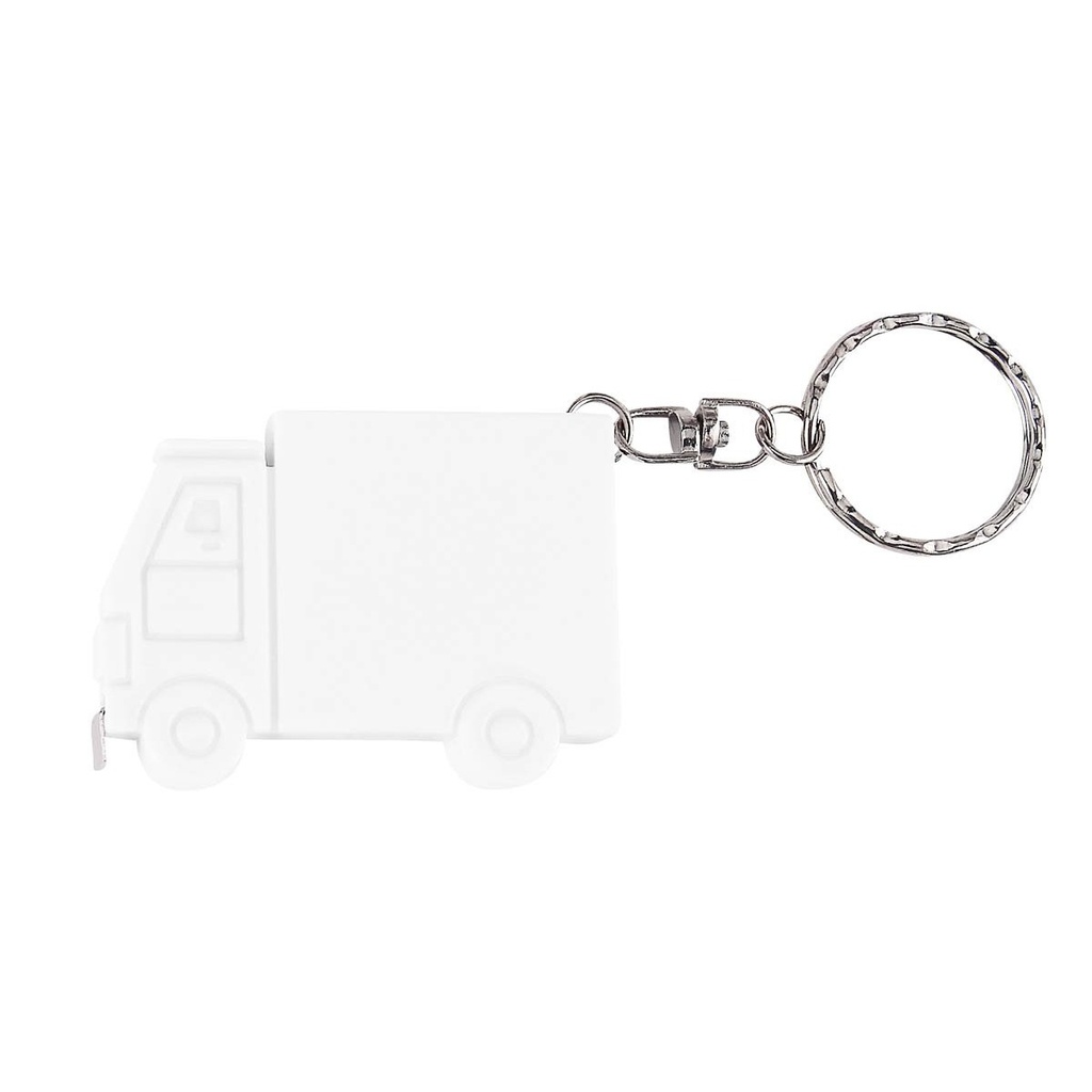 Llavero promocional de plástico de 5.5 x 4 cm con cinta métrica metálica – BT-LLF-0025