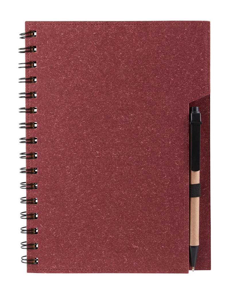 Libreta promocional de cartón y papel reciclado con 70 hojas y espiral metálico doble – BT-LIB-0020