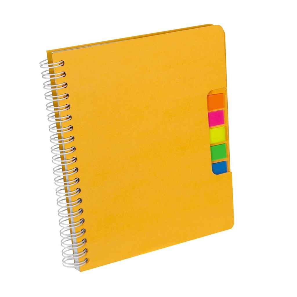Libreta promocional ecológica de cartón 14 x 18 cm con espiral metálico doble y bolígrafo ecológico – BT-LIB-0033