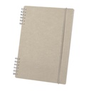 Libreta promocional ecológica de cartón 14.7 x 20.5 cm con espiral dividido y elástico de cierre – BT-LIB-0036