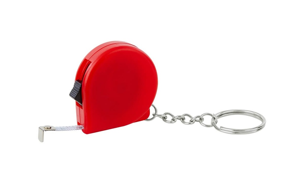 Llavero promocional de plástico de 3.7 x 4 cm con cinta métrica metálica – BT-LLF-0026