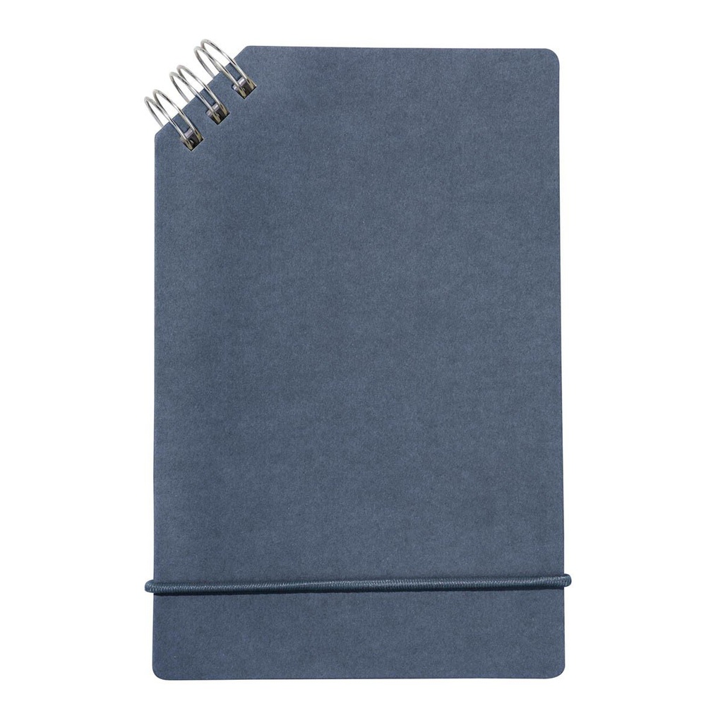 Libreta de bolsillo promocional de cartón 9.2 x 14.2 cm con mini espiral cruzado y elástico de cierre – BT-LIB-0037
