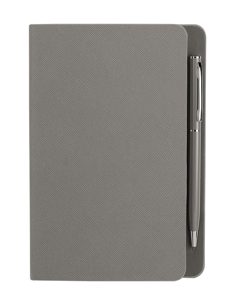 Libreta promocional de curpiel 12 x 17.5 cm con espacio imantado y bolígrafo metálico incluido – BT-LIB-0038
