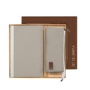 Set promocional de libreta y estuche porta lápices de cartón kraft 13 x 20.5 cm con parche de curpiel – BT-LIB-0040