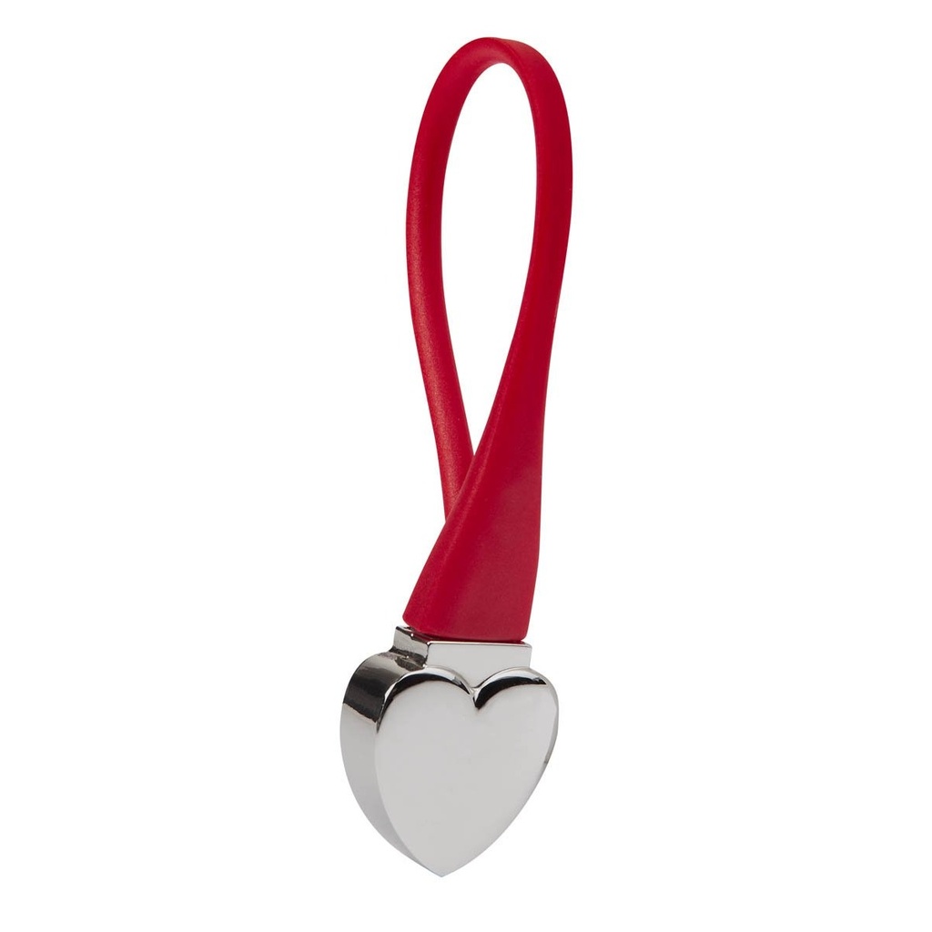 Llavero promocional de hule y metal de 2.2 x 10 cm con forma de corazón – BT-LLM-0005