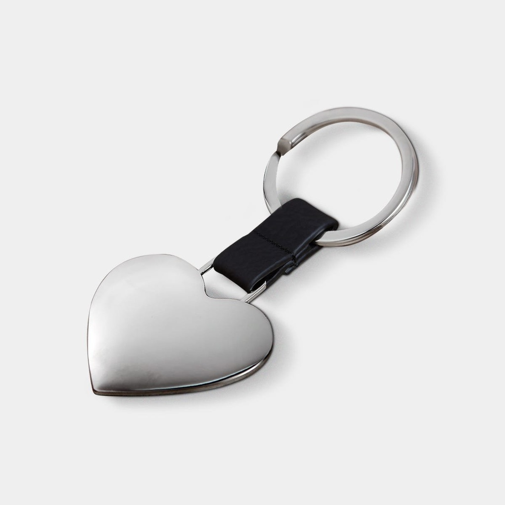 Llavero promocional de curpiel y metal de 4.2 x 9.6 cm con forma de corazón – BT-LLM-0008