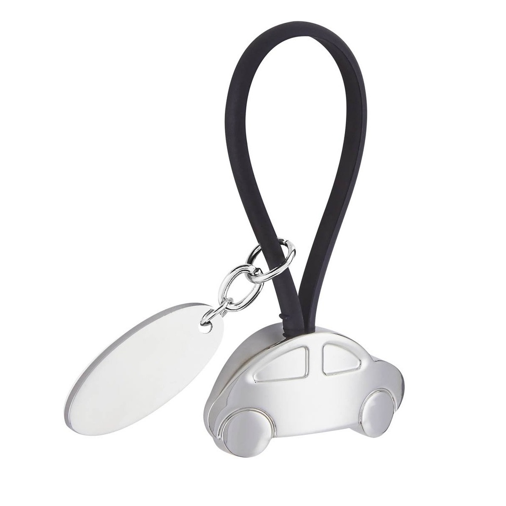 Llavero promocional de hule y metal de 4 x 7 cm con lámina metálica para grabado – BT-LLM-0009