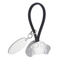 Llavero promocional de hule y metal de 4 x 7 cm con lámina metálica para grabado – BT-LLM-0009