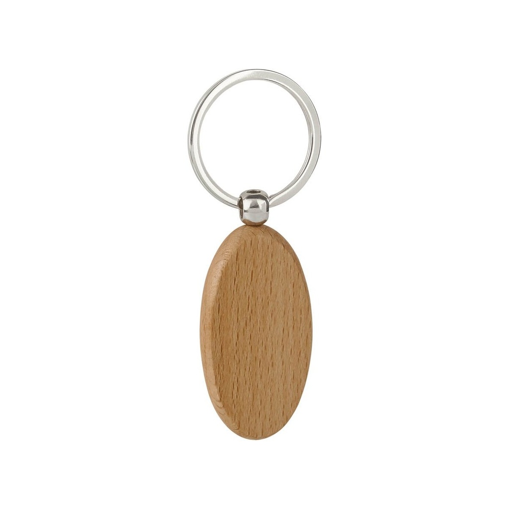 Llavero promocional de madera de haya con grabado láser y serigrafía – BT-LLM-0024