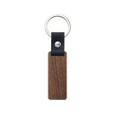 Llavero promocional de madera de nogal y metal con tira de curpiel – BT-LLM-0033