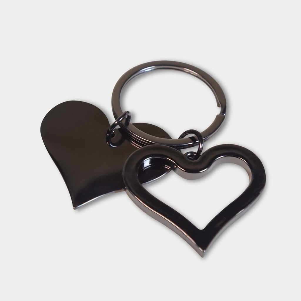 Llavero promocional metálico en forma de corazón con placa para grabado – BT-LLM-0040