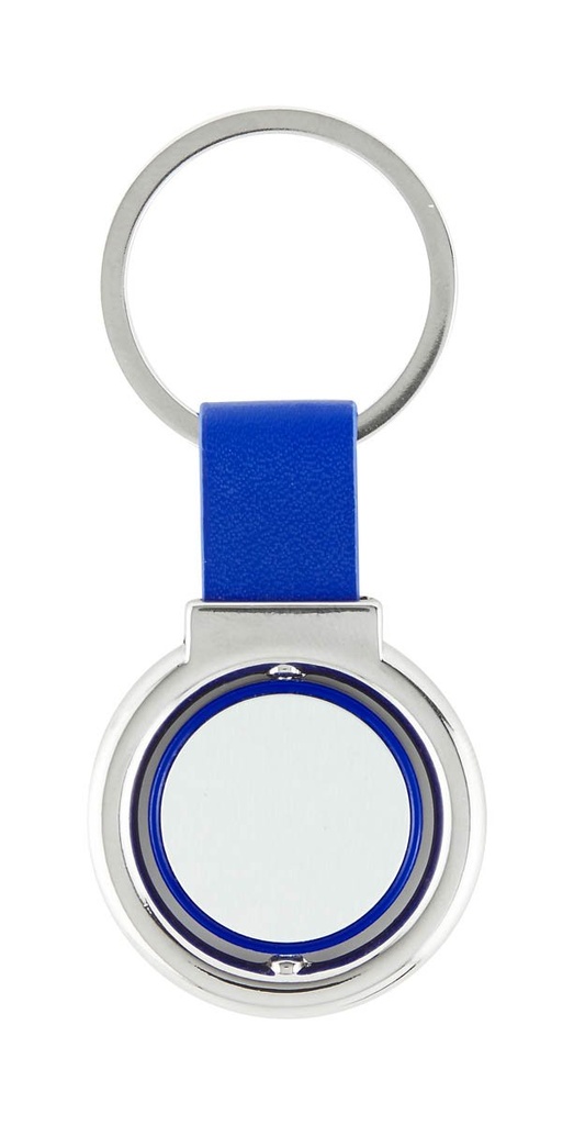 Llavero promocional de curpiel y metal de 3.4 x 7.5 cm con goteado en resina y láser – BT-LLM-0011