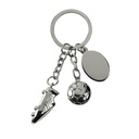 Llavero promocional de metal con placa para grabado y dije de balón – BT-LLM-0052