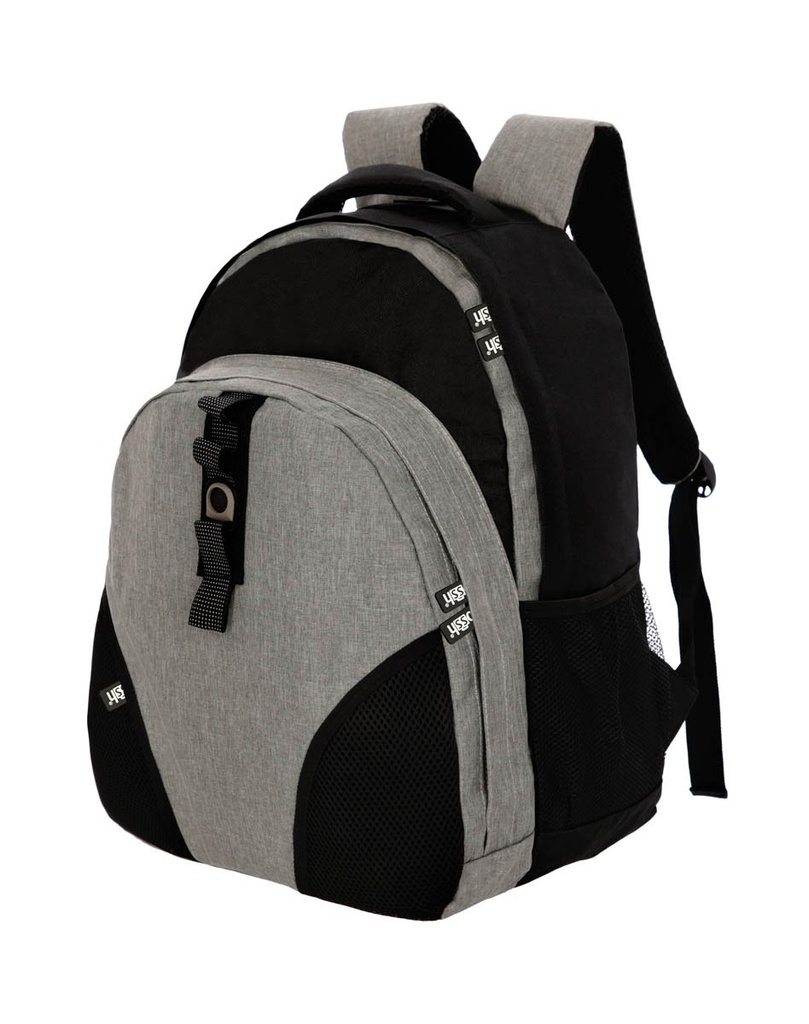 Mochila promocional de poliéster con organizador de documentos y bolsas laterales de red – BT-MOC-0001