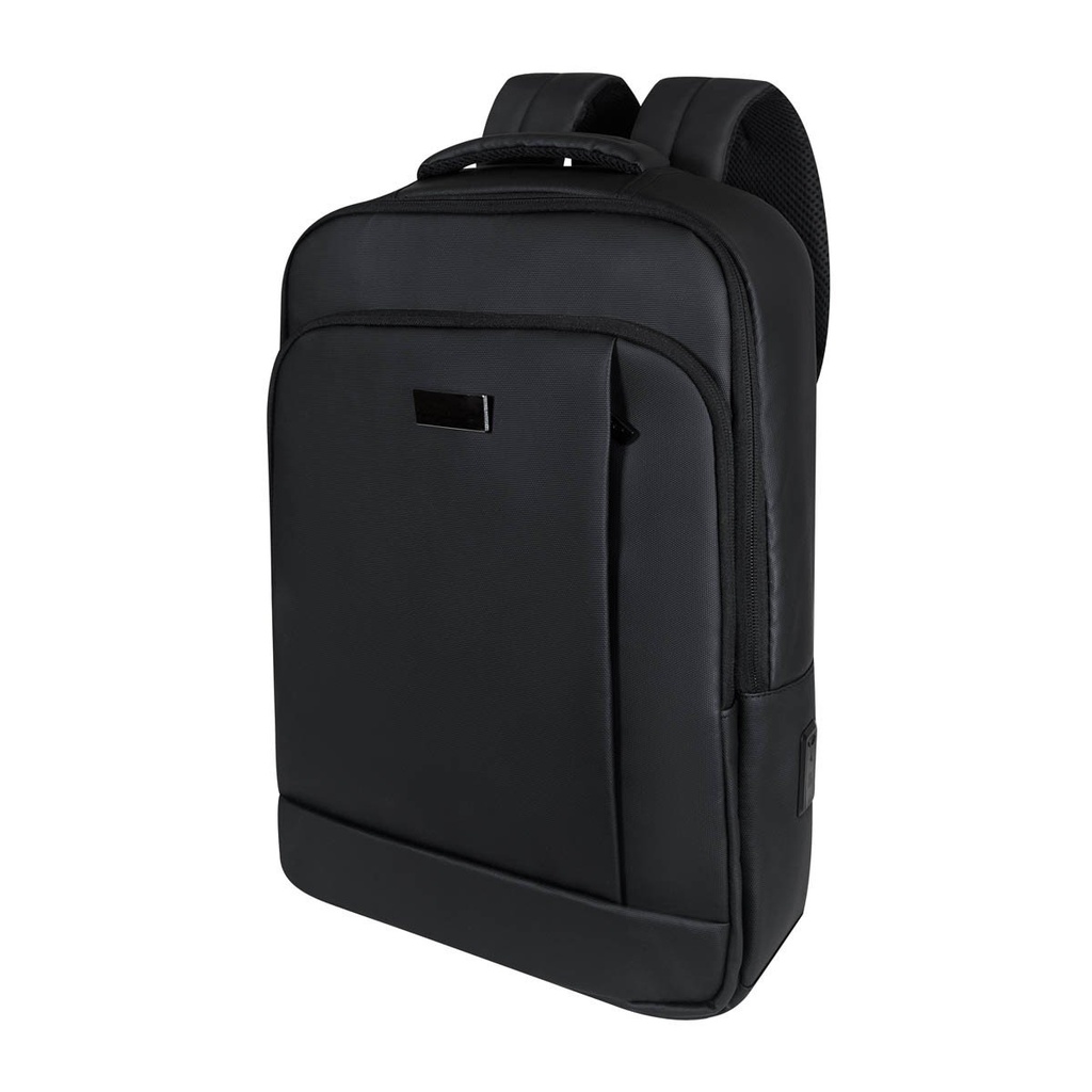 Mochila promocional de poliéster con puerto de carga USB y compartimento para laptop – BT-MOC-0043