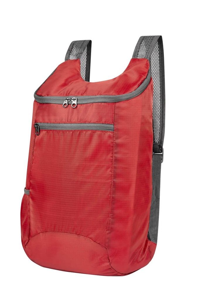 Mochila plegable promocional de poliéster de 44 x 26 x 12 cm con compartimento lateral elástico – BT-MOC-0024