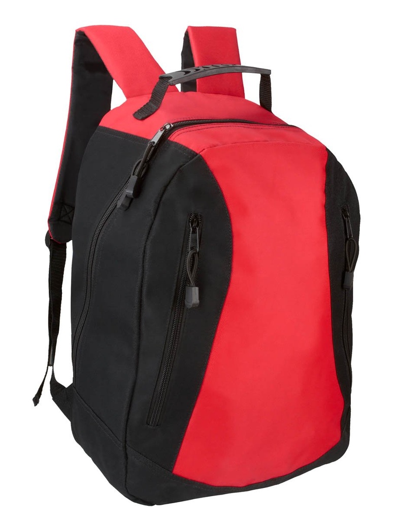 Mochila promocional de poliéster con organizador de 4 compartimentos y doble bolsillo frontal – BT-MOC-0015