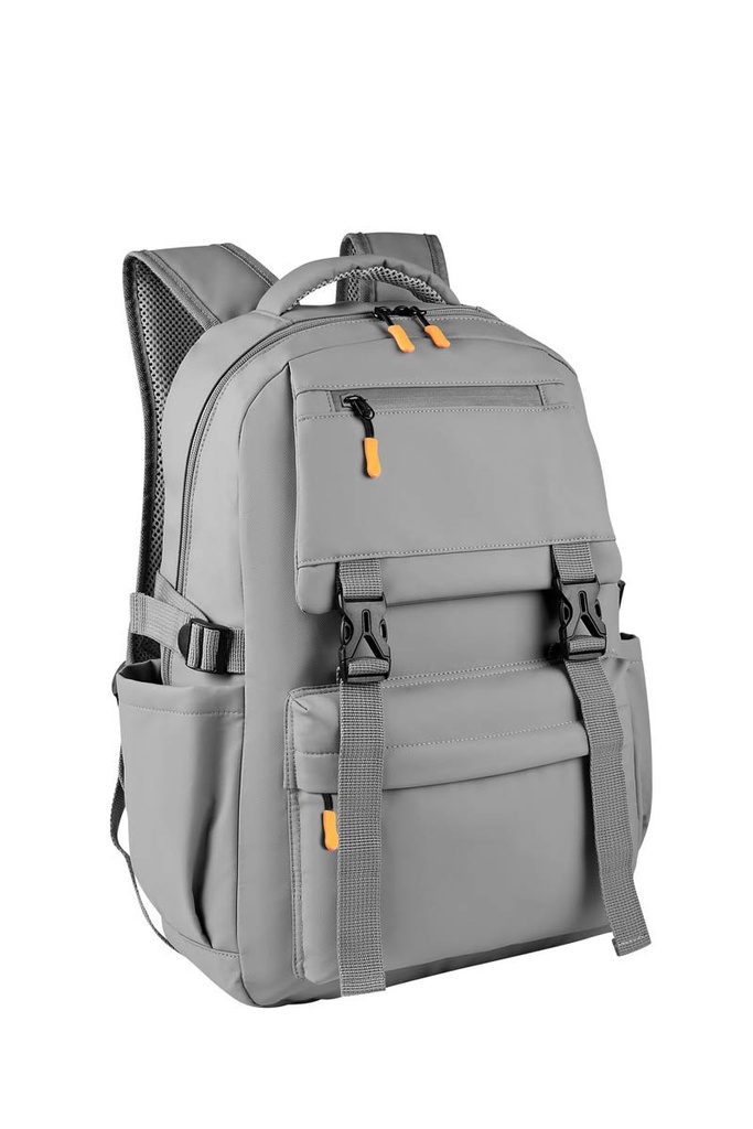 Mochila promocional de poliuretano con bolsillo reflejante y capacidad expandible – BT-MOC-0041