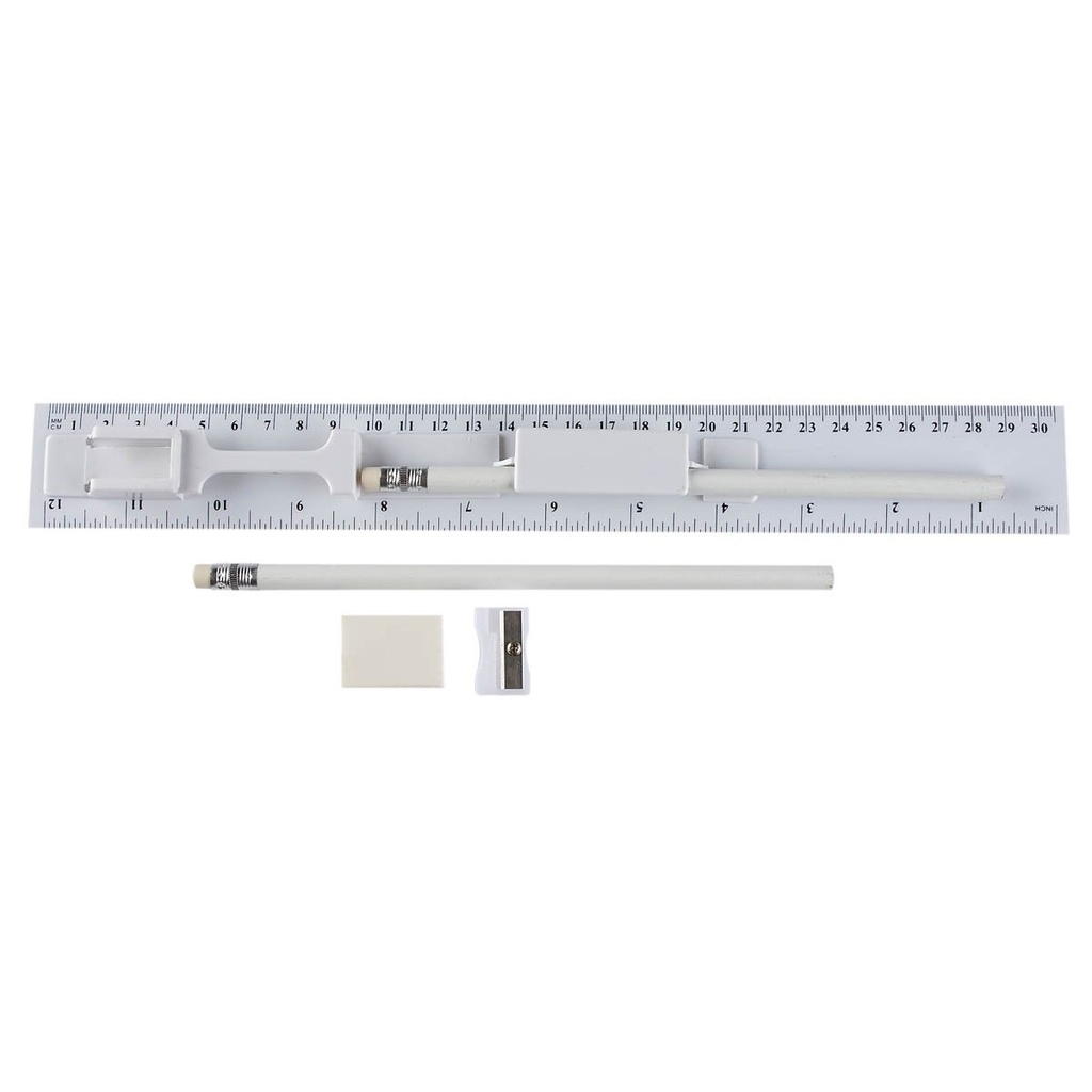 Set escolar promocional de plástico con 5 piezas y regleta de 30 cm – BT-NIN-0048