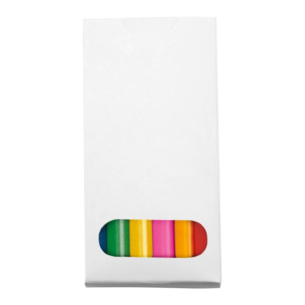 Caja de lápices de color promocional de madera y cartón con 6 piezas de tamaño reducido – BT-NIN-0004