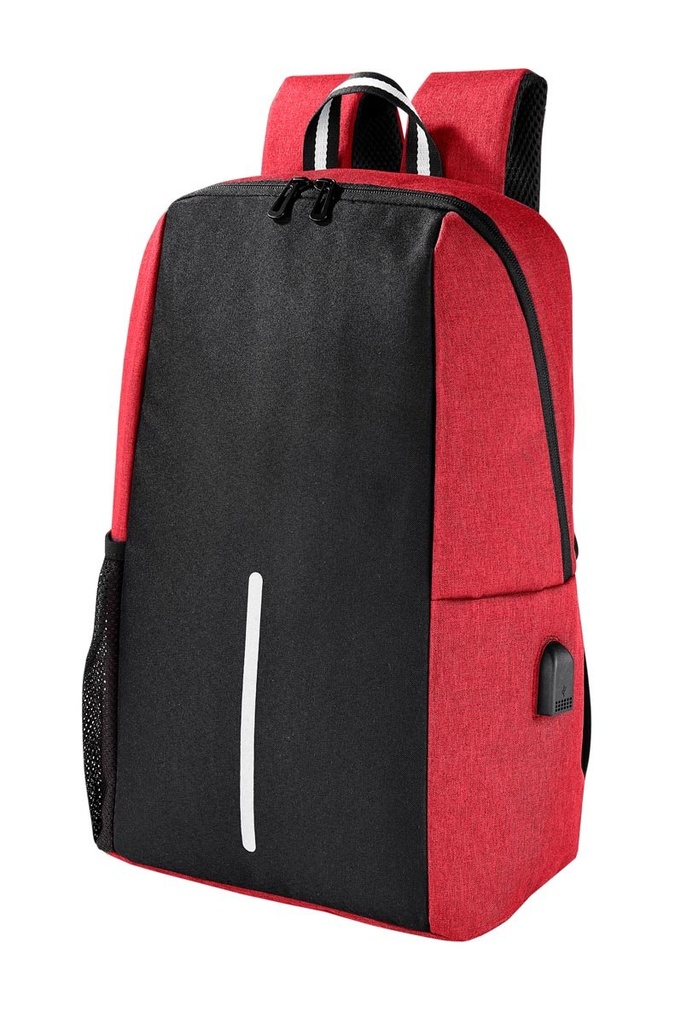 Mochila promocional de poliéster con salida USB y compartimento para laptop – BT-MOC-0081