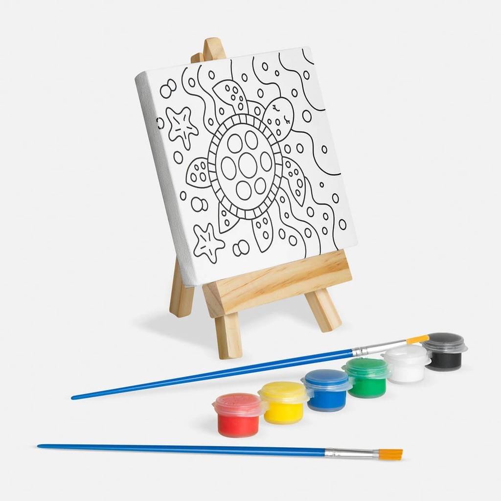 Set de arte infantil promocional de lienzo y madera con caballete – BT-NIN-0029