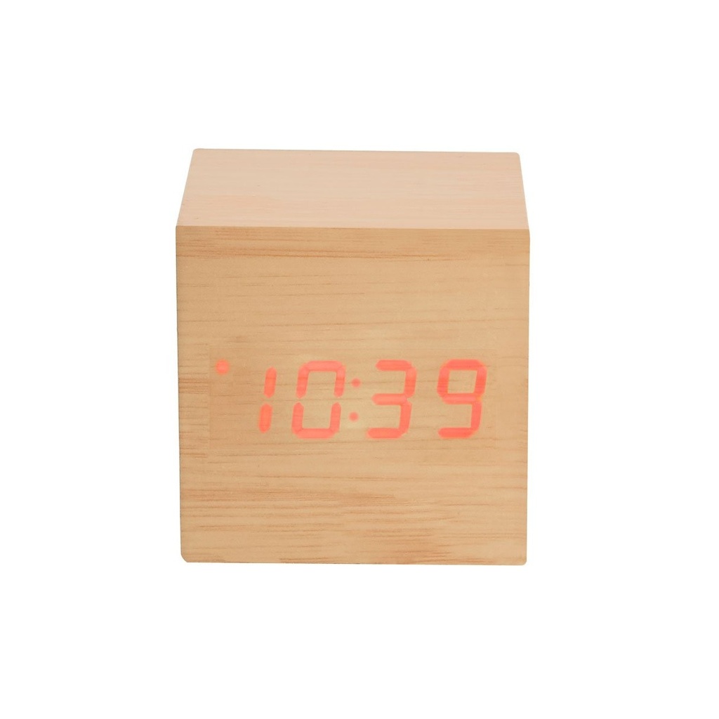 Reloj promocional de madera MDF con LED y alarma programable – BT-REL-0006