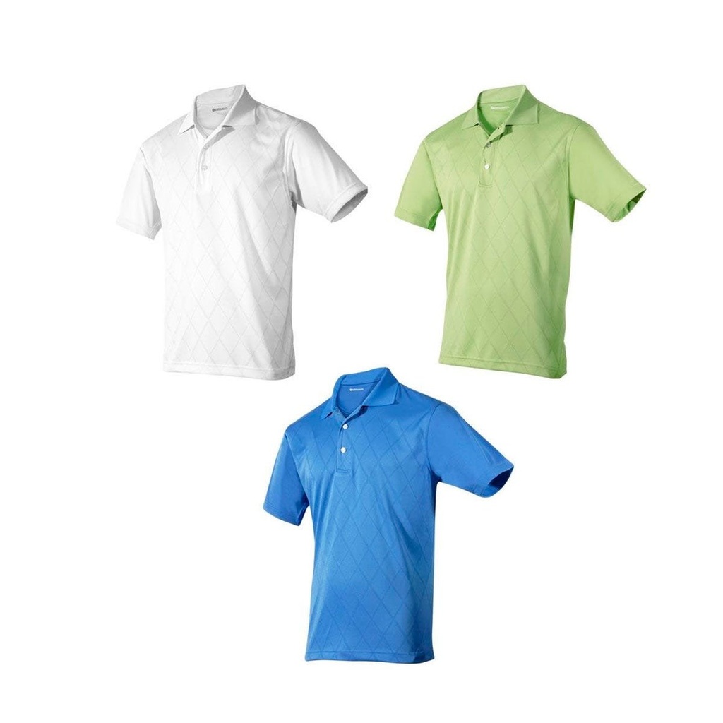 Playera promocional de poliéster ecológico con repelencia a la humedad y diseño de rombos – BT-PLA-0002